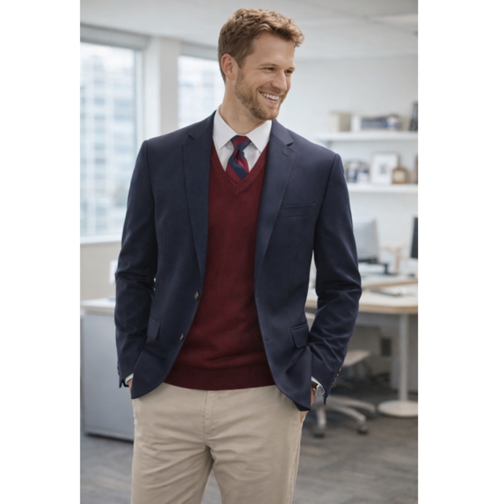 Brooks Brothers Burgundy Brooks Merino Wool Sweater Vest (Sweater Only)